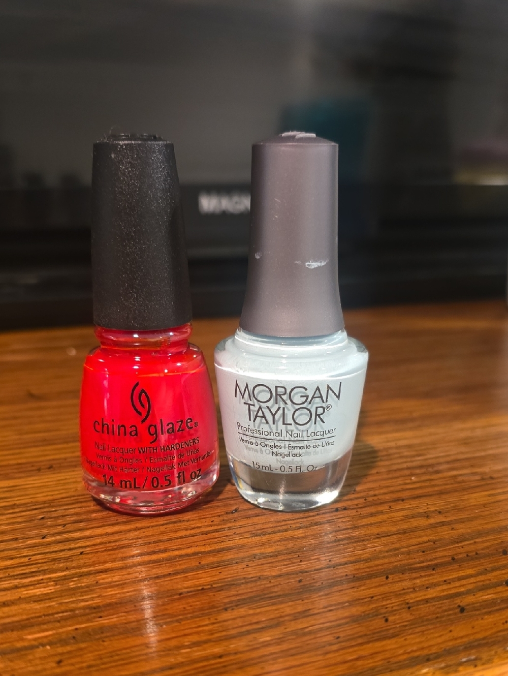China Glaze Red & Morgan Taylor Light Blue Nail Polish Duo